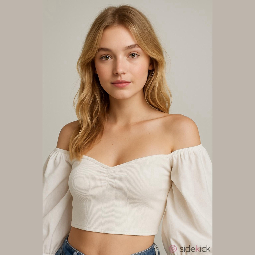 NEW Abercrombie & Fitch White Ribbed Off-Shoulder Crop Top S